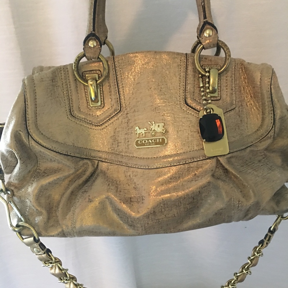 Coach champagne/gold satchel